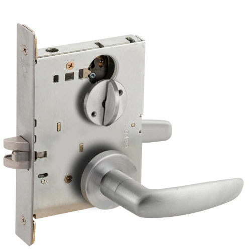 Schlage L9044 07A 626 Grade 1 Privacy with Coin Turn Mortise Lock 07 Lever A Rose Satin Chrome Finish Field Reversible L9044 07A 626