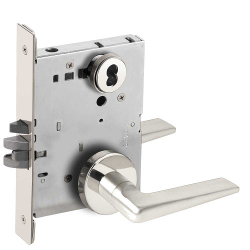 Schlage L9050B 05A 625 Grade 1 Entrance Office Mortise Lock SFIC Prep Less Core 05 Lever A Rose Bright Chrome Finish Field Reversible L9050B 05A 625