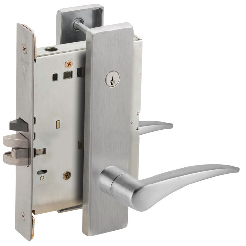 Schlage L9050C 12L 626 RH Grade 1 Entrance Office Mortise Lock Concealed Cylinder C Keyway 12 Lever L Escutcheon Satin Chrome Finish Right-Handed
