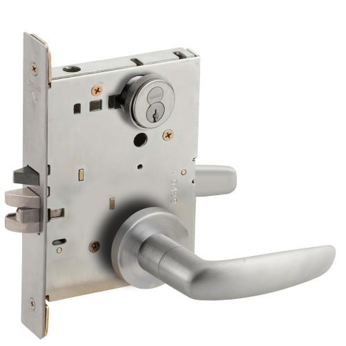 Schlage L9050J 07A 626 L583-363 Grade 1 Entrance Office Mortise Lock Schlage FSIC Less Core 07 Lever A Rose ADA Thumbturn Satin Chrome Finish Field Reversible