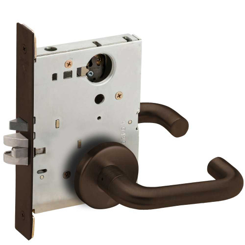 Schlage L9050L 03B 613 Grade 1 Entrance Office Mortise Lock Less Cylinder 03 Lever B Rose Dark Oxidized Satin Bronze Oil Rubbed Finish Field Reversible L9050L 03B 613