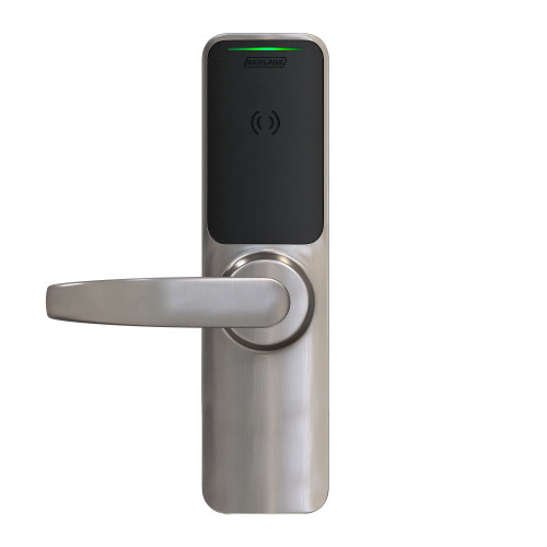 Schlage Electronics XE360EW99S OFBSM NEP 619 Grade 1 Wireless Exit Trim Smart Bluetooth and NFC Mobile Reader Interior Pushbutton LED with Indicator Von Duprin 98/99 SVR Neptune Lever Satin Nickel Finish Field Reversible