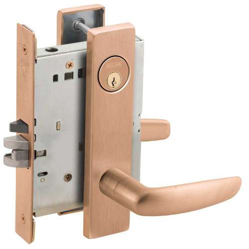 Schlage L9050P 07L 612 Grade 1 Entrance Office Mortise Lock Conventional Cylinder S123 Keyway 07 Lever L Escutcheon Satin Bronze Clear Coated Finish Field Reversible L9050P 07L 612