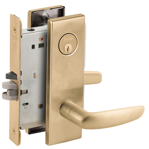 Schlage L9050P 07N 606 Grade 1 Entrance Office Mortise Lock Conventional Cylinder S123 Keyway 07 Lever N Escutcheon Satin Brass Finish Field Reversible