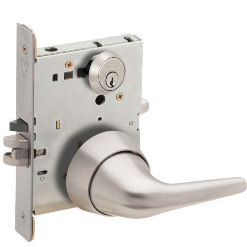 Schlage L9050P SL1 630 Grade 1 Entrance Office Mortise Lock Conventional Cylinder S123 Keyway Anti-Ligature Lever Ligature Resistant Satin Stainless Steel Finish Field Reversible