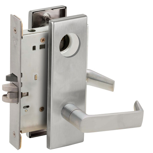 Schlage L9060L 06N 626 Grade 1 Apartment Entrance Mortise Lock Less Cylinder 06 Lever N Escutcheon Satin Chrome Finish Field Reversible