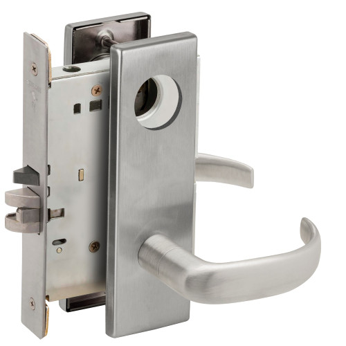 Schlage L9060L 17N 626 Grade 1 Apartment Entrance Mortise Lock Less Cylinder 17 Lever N Escutcheon Satin Chrome Finish Field Reversible