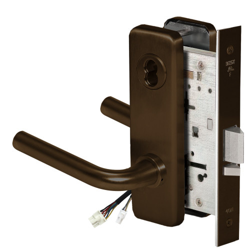 BEST 45HW7DEU12J690RQE Fail Secure 24V Electrified Mortise Lock 12 Lever J Escutcheon Request to Exit Dark Bronze