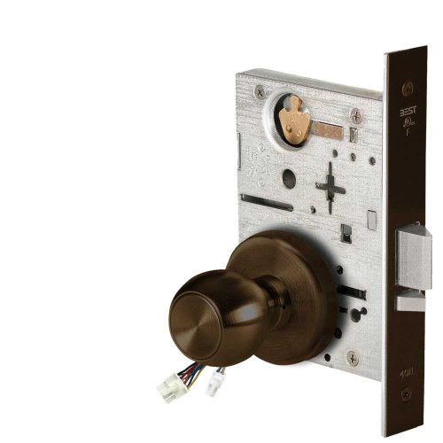 BEST 45HW0NXEL4H69012V Fail Safe 12V No Key Override Electrified Mortise Lock 4 Knob H Rose Dark Bronze 45HW0NXEL4H69012V