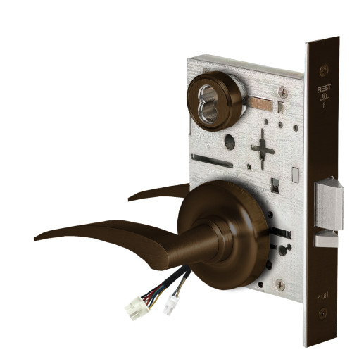 BEST 45HW7DEL17RR69012V Fail Safe 12V Electrified Mortise Lock 17 Lever R Rose Right Hand Dark Bronze