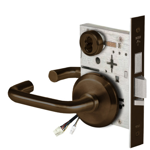 BEST 45HW7TDEL3S69012V Fail Safe 12V With Deadbolt Electrified Mortise Lock 3 Lever S Rose Dark Bronze