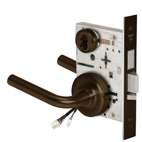 BEST 45HW7TDEL12R690RQE Fail Safe 24V With Deadbolt Electrified Mortise Lock 12 Lever R Rose Request to Exit Dark Bronze