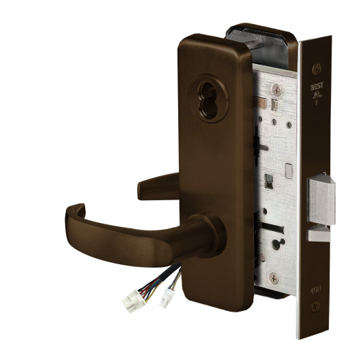 BEST 45HW7DEL14J690RQE Fail Safe 24V Electrified Mortise Lock 14 Lever J Escutcheon Request to Exit Dark Bronze
