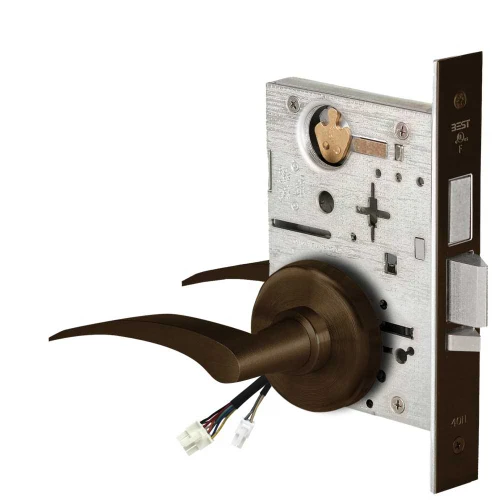 BEST 45HW0LEL17LH690RQE12V Fail Safe 12V With Deadbolt No Key Override Electrified Mortise Lock 17 Lever H Rose Left Hand Request to Exit Dark Bronze 45HW0LEL17LH690RQE12V