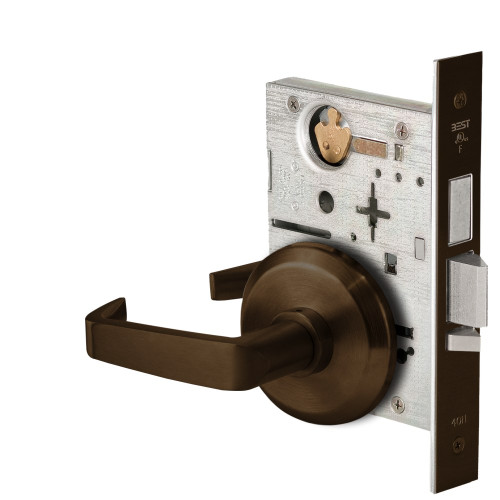 BEST 45HW0LEL15S690RQE12V Fail Safe 12V With Deadbolt No Key Override Electrified Mortise Lock 15 Lever S Rose Request to Exit Dark Bronze