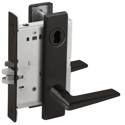 Schlage L9070J 05L 622 Grade 1 Classroom Mortise Lock Schlage FSIC Less Core 05 Lever L Escutcheon Flat Black Coated Finish Field Reversible