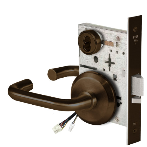 BEST 45HW7WEU3S690RQE12V Fail Secure 12V Double Cylinder Electrified Mortise Lock 3 Lever S Rose Request to Exit Dark Bronze