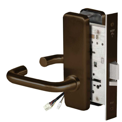 BEST 45HW0NXEU3J690RQE Fail Secure 24V No Key Override Electrified Mortise Lock 3 Lever J Escutcheon Request to Exit Dark Bronze 45HW0NXEU3J690RQE