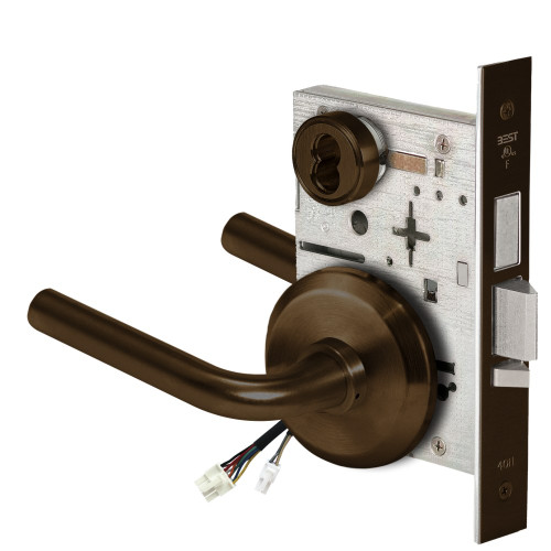 BEST 45HW7TDEU12S690RQE12V Fail Secure 12V With Deadbolt Electrified Mortise Lock 12 Lever S Rose Request to Exit Dark Bronze