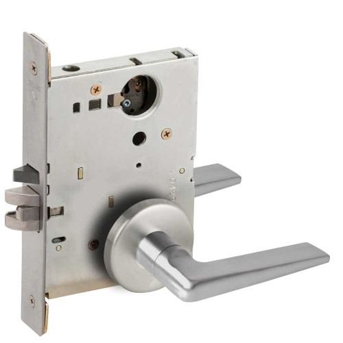 Schlage L9070L 05B 626 Grade 1 Classroom Mortise Lock Less Cylinder 05 Lever B Rose Satin Chrome Finish Field Reversible L9070L 05B 626