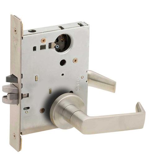 Schlage L9070L 06A 619 Grade 1 Classroom Mortise Lock Less Cylinder 06 Lever A Rose Satin Nickel Plated Clear Coated Finish Field Reversible L9070L 06A 619