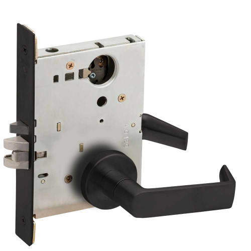 Schlage L9070L 06A 622 Grade 1 Classroom Mortise Lock Less Cylinder 06 Lever A Rose Flat Black Coated Finish Field Reversible L9070L 06A 622