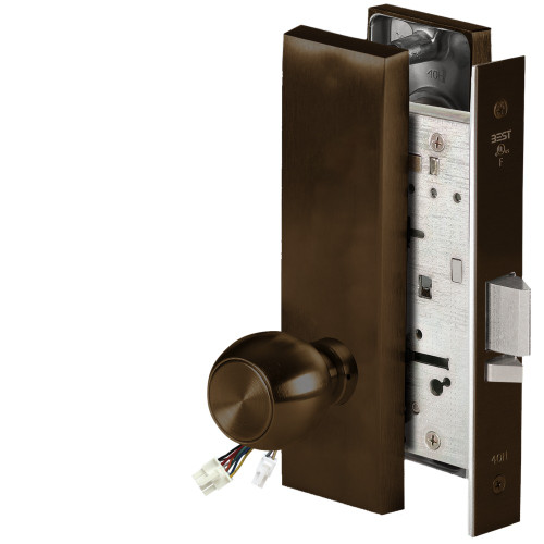 BEST 45HW0NXEL4M690 Fail Safe 24V No Key Override Electrified Mortise Lock 4 Knob M Escutcheon Dark Bronze