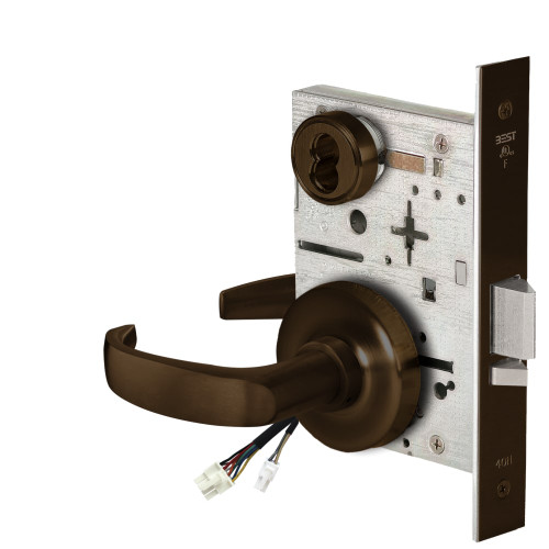 BEST 45HW7WEU14R690RQE12V Fail Secure 12V Double Cylinder Electrified Mortise Lock 14 Lever R Rose Request to Exit Dark Bronze