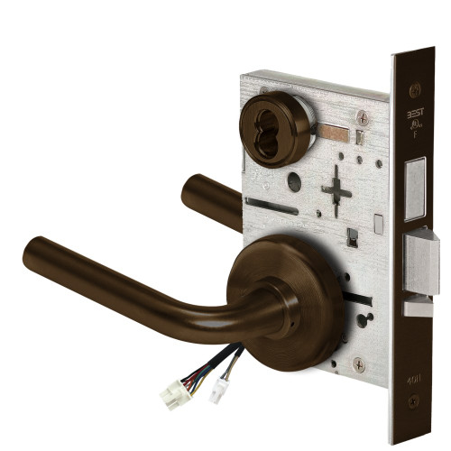BEST 45HW7TDEL12H69012V Fail Safe 12V With Deadbolt Electrified Mortise Lock 12 Lever H Rose Dark Bronze