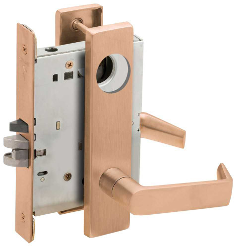 Schlage L9070L 06L 612 Grade 1 Classroom Mortise Lock Less Cylinder 06 Lever L Escutcheon Satin Bronze Clear Coated Finish Field Reversible L9070L 06L 612