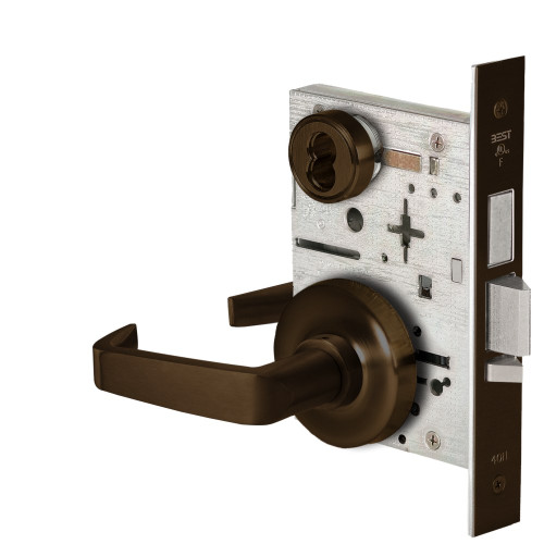 BEST 45HW7TWEL15R69012V Fail Safe 12V Double Cylinder With Deadbolt Electrified Mortise Lock 15 Lever R Rose Dark Bronze