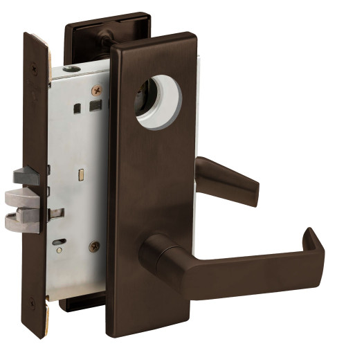 Schlage L9070L 06N 613 Grade 1 Classroom Mortise Lock Less Cylinder 06 Lever N Escutcheon Dark Oxidized Satin Bronze Oil Rubbed Finish Field Reversible