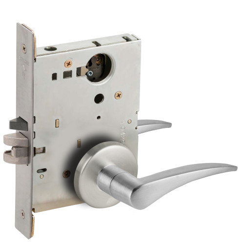 Schlage L9070L 12B 626 RH Grade 1 Classroom Mortise Lock Less Cylinder 12 Lever B Rose Satin Chrome Finish Right-Handed