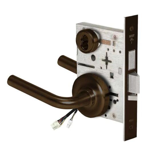 BEST 45HW7TDEU12R690RQE Fail Secure 24V With Deadbolt Electrified Mortise Lock 12 Lever R Rose Request to Exit Dark Bronze 45HW7TDEU12R690RQE
