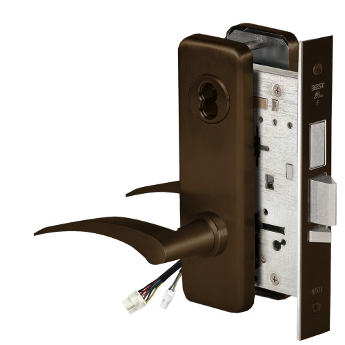 BEST 45HW7TWEU17LJ690 Fail Secure 24V Double Cylinder with Deadbolt Electrified Mortise Lock 17 Lever J Escutcheon Left Hand Dark Bronze