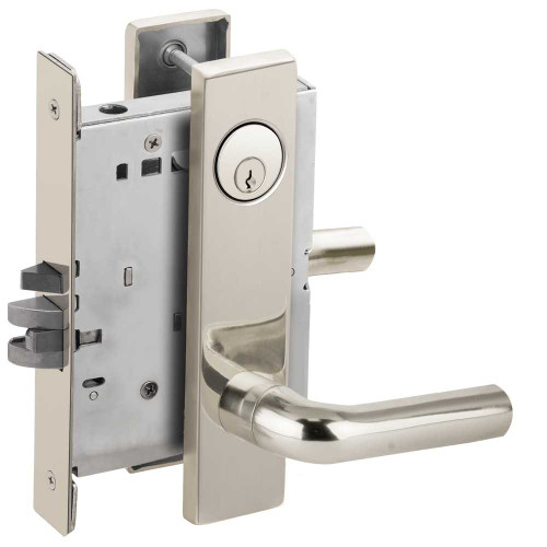 Schlage L9070P 02L 625 Grade 1 Classroom Mortise Lock Conventional Cylinder S123 Keyway 02 Lever L Escutcheon Bright Chrome Finish Field Reversible L9070P 02L 625