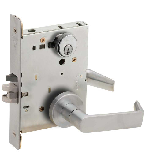 Schlage L9070P 06A 630 Grade 1 Classroom Mortise Lock Conventional Cylinder S123 Keyway 06 Lever A Rose Satin Stainless Steel Finish Field Reversible L9070P 06A 630