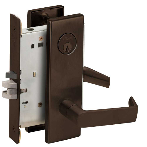 Schlage L9070P 06N 613 Grade 1 Classroom Mortise Lock Conventional Cylinder S123 Keyway 06 Lever N Escutcheon Dark Oxidized Satin Bronze Oil Rubbed Finish Field Reversible L9070P 06N 613