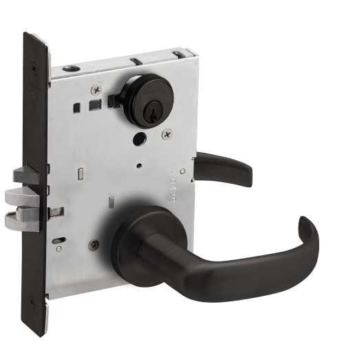Schlage L9070P 17A 622 Grade 1 Classroom Mortise Lock Conventional Cylinder S123 Keyway 17 Lever A Rose Flat Black Coated Finish Field Reversible
