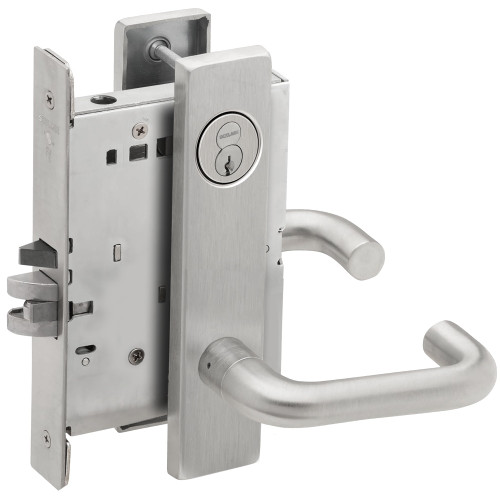 Schlage L9070R 03L 626 Grade 1 Classroom Mortise Lock Schlage FSIC With Core S123 Keyway 03 Lever L Escutcheon Satin Chrome Finish Field Reversible