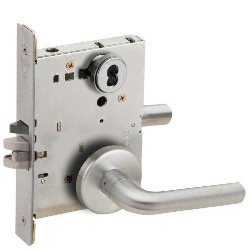 Schlage L9071B 02B 626 Grade 1 Classroom Security Mortise Lock SFIC Prep Less Core 02 Lever B Rose Satin Chrome Finish Field Reversible L9071B 02B 626