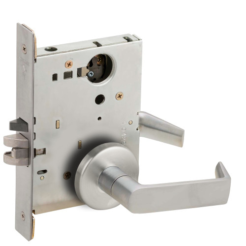 Schlage L9071L 06B 626 Grade 1 Classroom Security Mortise Lock Less Cylinder 06 Lever B Rose Satin Chrome Finish Field Reversible