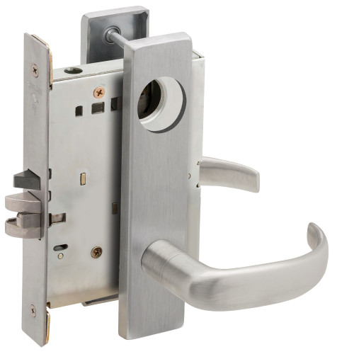 Schlage L9071L 17L 626 Grade 1 Classroom Security Mortise Lock Less Cylinder 17 Lever L Escutcheon Satin Chrome Finish Field Reversible