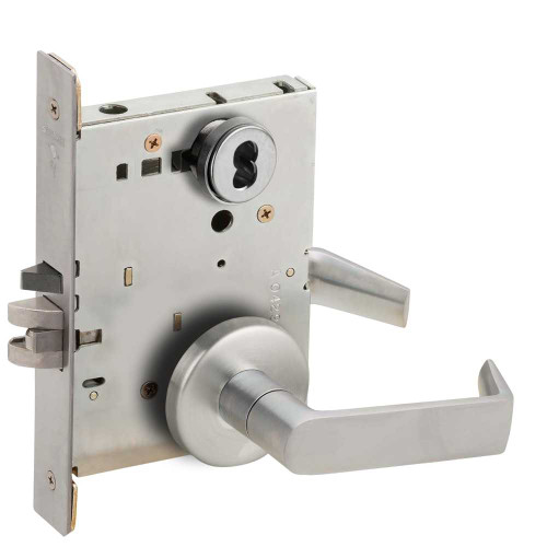 Schlage L9080B 06B 626 Grade 1 Storeroom Mortise Lock SFIC Prep Less Core 06 Lever B Rose Satin Chrome Finish Field Reversible L9080B 06B 626