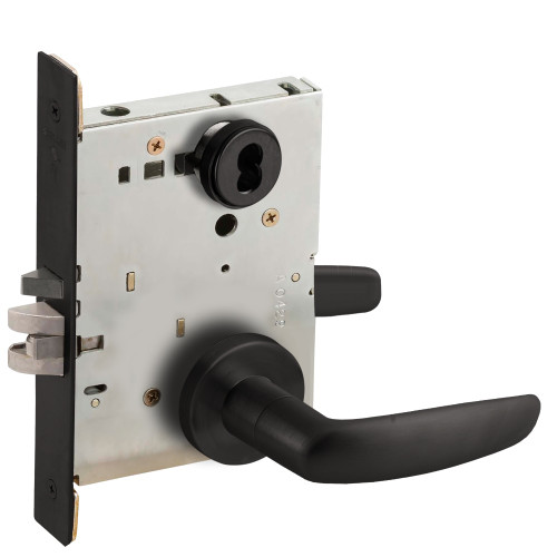 Schlage L9080B 07A 622 Schlage L-Series Storeroom Mortise Lock A Rose 07 Lever Grade 1 Mortise Lock Flat Black Coated