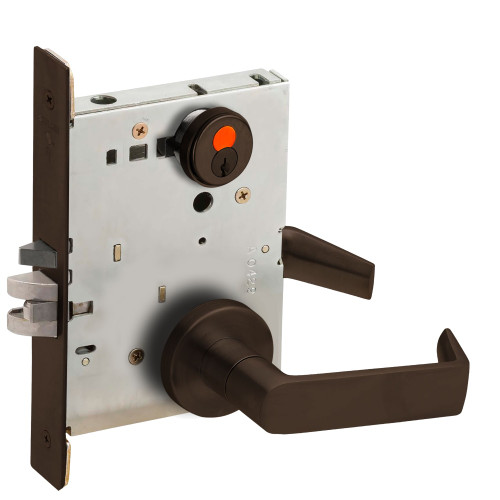Schlage L9080H 06A 613 Grade 1 Storeroom Mortise Lock 7-Pin SFIC Prep With Construction Core 06 Lever A Rose Dark Oxidized Satin Bronze Oil Rubbed Finish Field Reversible