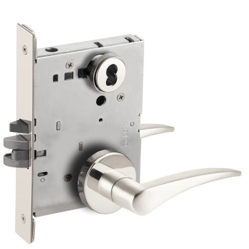 Schlage L9080J 12A 625 RH Grade 1 Storeroom Mortise Lock Schlage FSIC Less Core 12 Lever A Rose Bright Chrome Finish Right-Handed