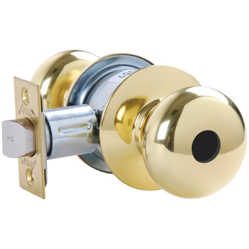 Arrow MK11-TA-03-LC Grade 2 Turn-Pushbutton Entrance Cylindrical Lock Tudor Knob Conventional Less Cylinder Bright Brass Finish Non-handed