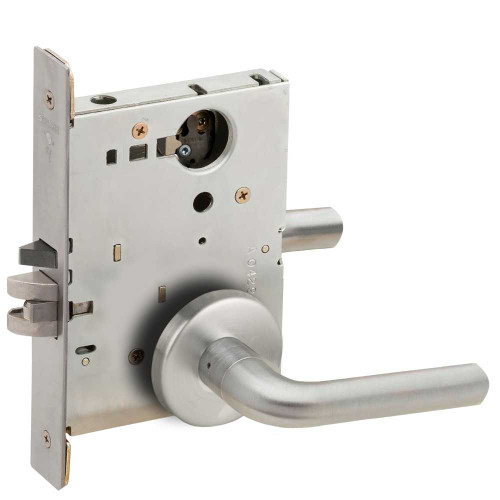 Schlage L9080L 02B 626 Grade 1 Storeroom Mortise Lock Less Cylinder 02 Lever B Rose Satin Chrome Finish Field Reversible L9080L 02B 626