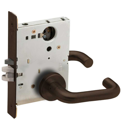 Schlage L9080L 03A 613 Grade 1 Storeroom Mortise Lock Less Cylinder 03 Lever A Rose Dark Oxidized Satin Bronze Oil Rubbed Finish Field Reversible L9080L 03A 613